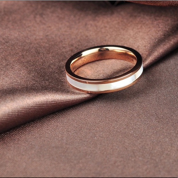 Silver Coat Pipe Wedding Band Titanium Steel Ring - Picture 5 of 15